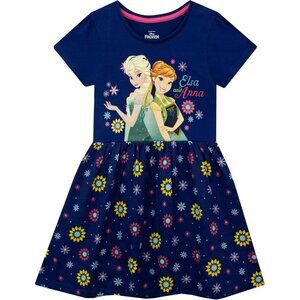 🆕Girls Frozen Dress Blue Cotton Anna Elsa Long Sleeve Dress for Girls